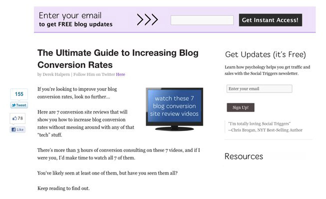 SocialTriggers.com email opt in