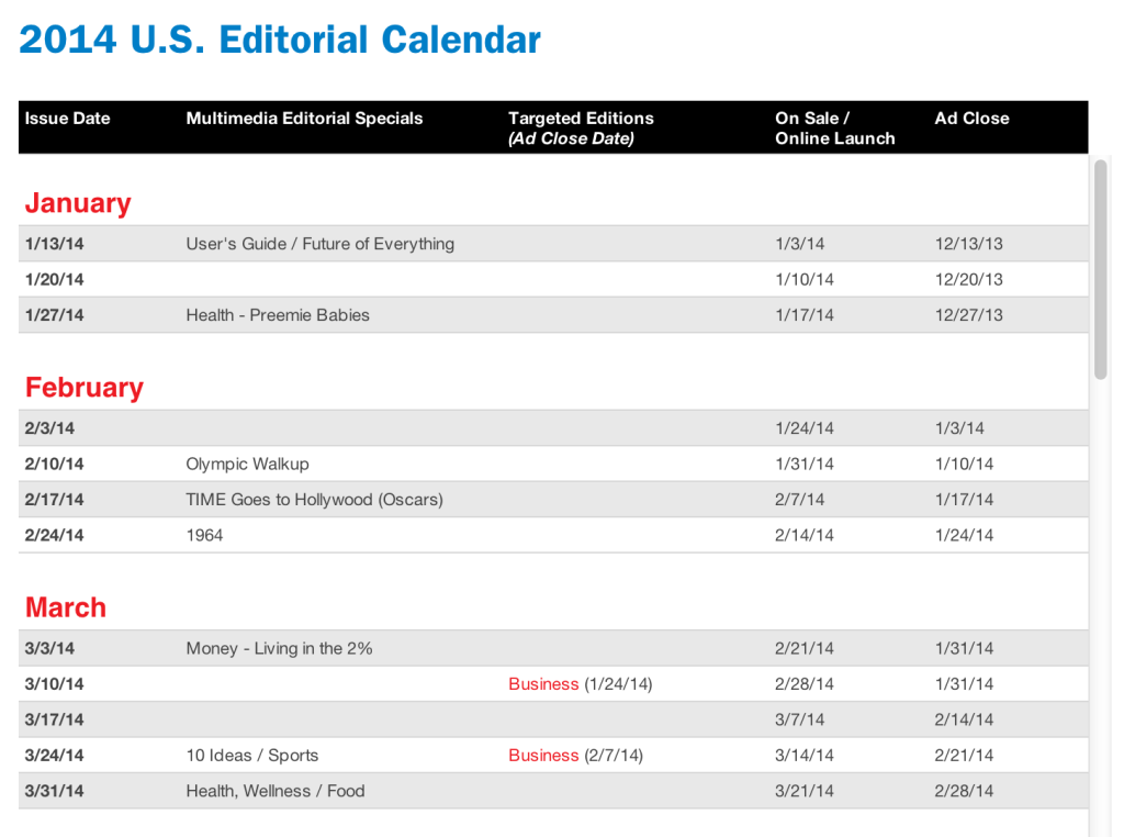 Time calendar
