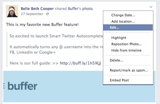 facebook changes - editing
