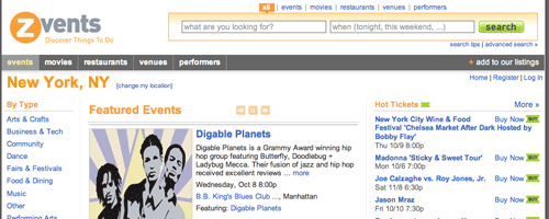 Event Listing Websites - Zvents