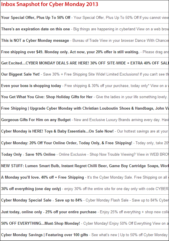 Cyber Monday 2026 - Inbox Screenshot
