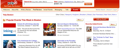 Event Listing Websites - Yelp