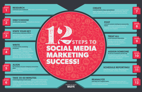 12 Essential Elements of a Social Media Marketing Strategy image 12 steps to social media marketing success infographic.gif 600x388