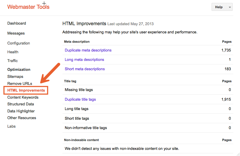 Check for Duplicate Content on Google Webmaster Tools