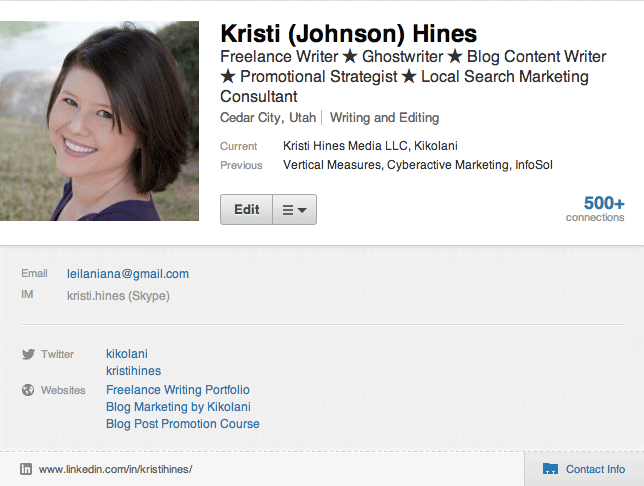 linkedin links on profile