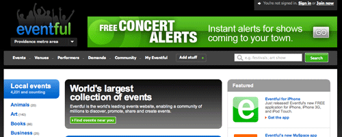 Event Listing Websites - Eventful