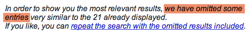 Google Message at the End of Search Results